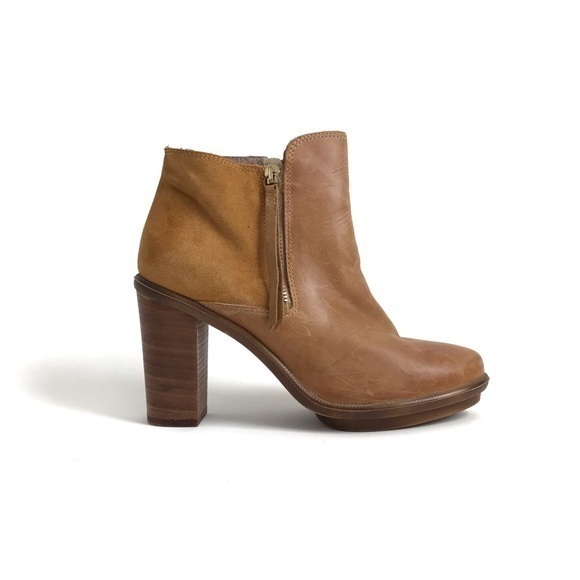 Aldo Carmel Leather Block Heel Ankle Booties Size 9 - Picture 1 of 13